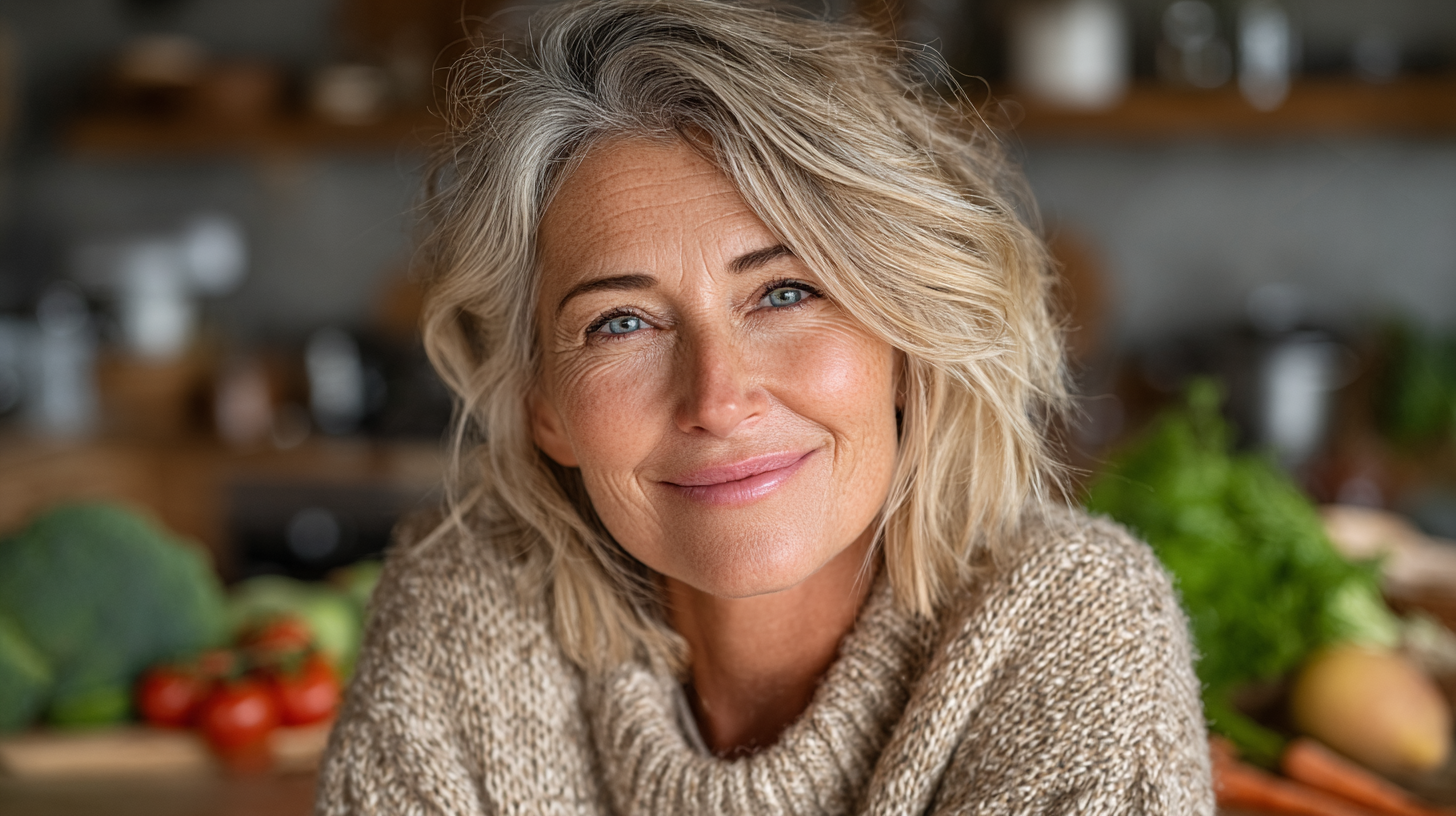 Здорова жінка середнього віку з сяючою шкірою